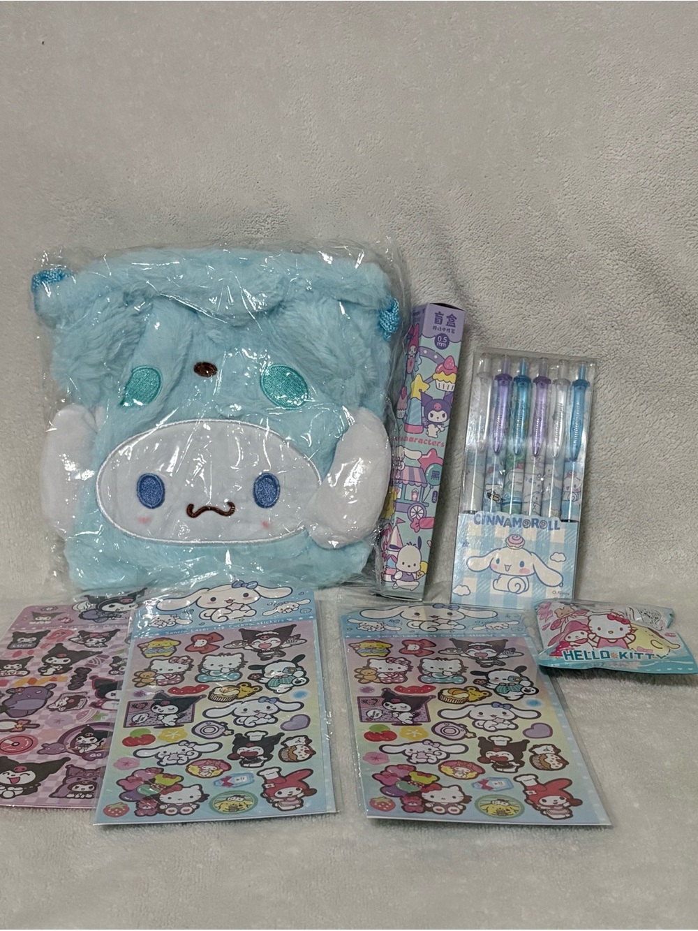 Sanrio Cinnamoroll Bundle #6A - Drawstring Bag, Stickers, Pens, Erasers